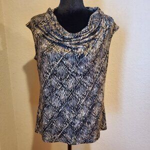 Kasper Printed Blouse with Gold Thread
